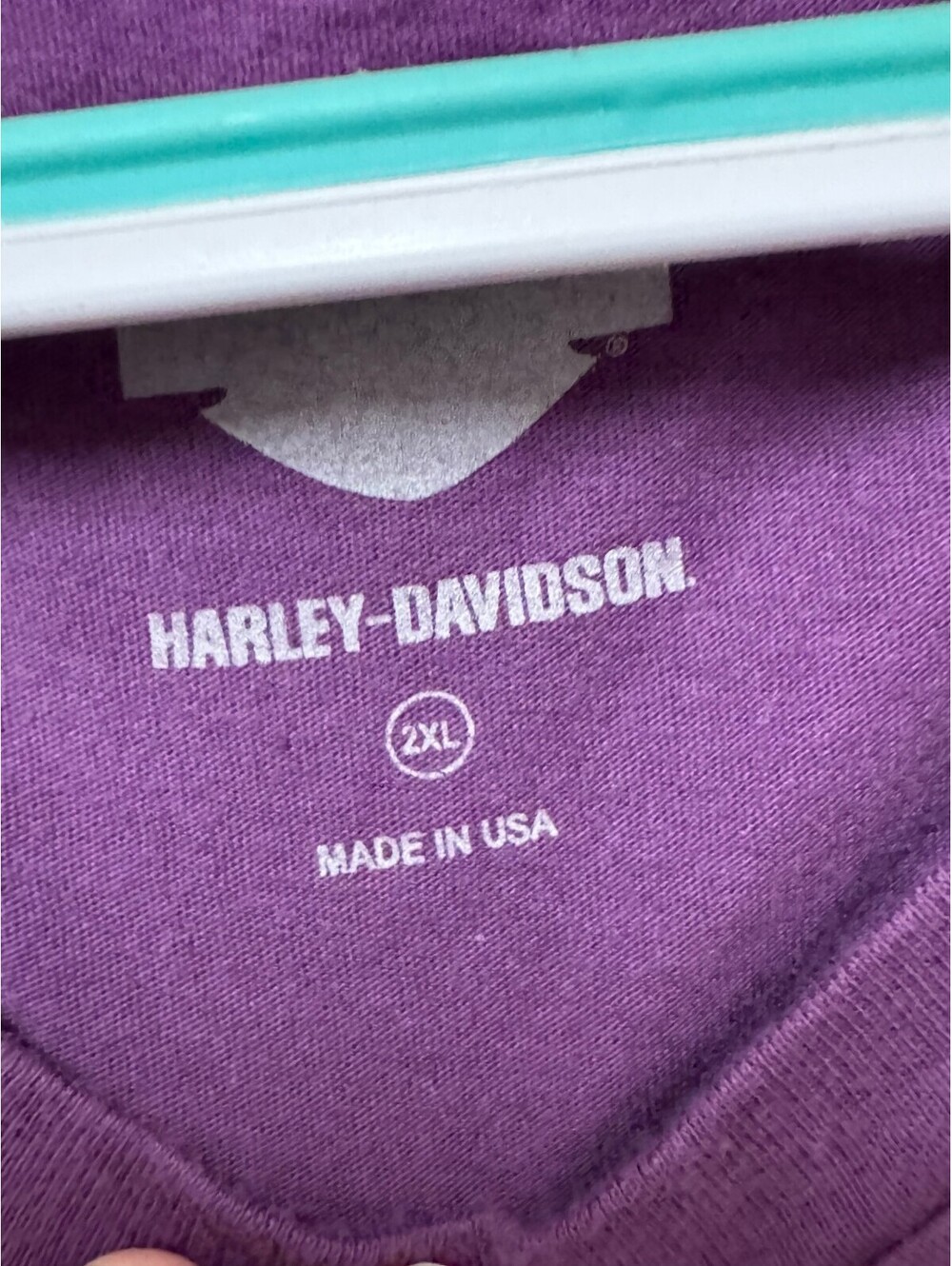 Harley-Davidson Purple Skull Graphic Rolled Sleeve Top Made in USA Plus Size 2XL - Picture 2 of 3